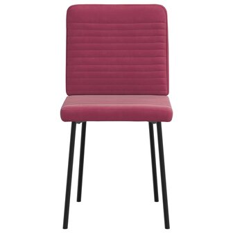 Eetkamerstoelen 2 st fluweel wijnrood 4