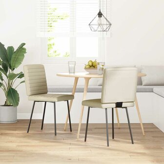 Eetkamerstoelen 2 st kunstleer cr&egrave;mekleurig 1
