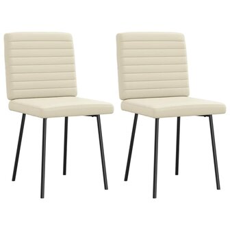 Eetkamerstoelen 2 st kunstleer cr&egrave;mekleurig 2
