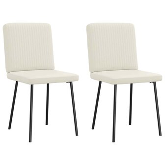 Eetkamerstoelen 2 st fluweel cr&egrave;mekleurig 2