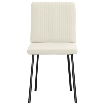 Eetkamerstoelen 2 st fluweel cr&egrave;mekleurig 4