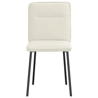 Eetkamerstoelen 2 st fluweel cr&egrave;mekleurig 4