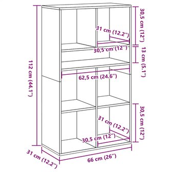 Boekenkast 66x31x112 cm bewerkt hout wit 9