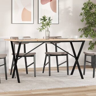 Eettafel X-frame 140x80x75 cm massief grenenhout en staal 1