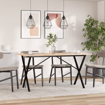 Eettafel X-frame 140x80x75 cm massief grenenhout en staal 3