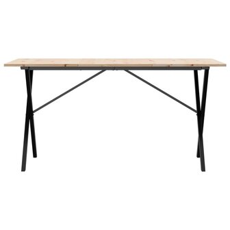Eettafel X-frame 140x80x75 cm massief grenenhout en staal 4