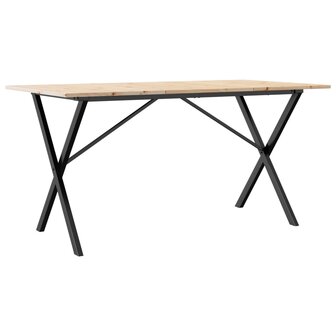 Eettafel X-frame 140x80x75 cm massief grenenhout en staal 6