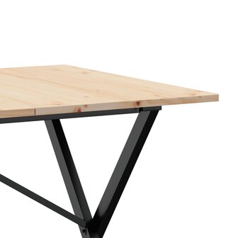 Eettafel X-frame 140x80x75 cm massief grenenhout en staal 7