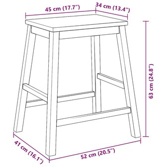 Barstoelen 2 st massief hout wit 9