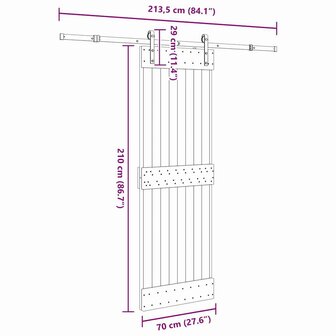 Schuifdeur met beslag 70x210 cm massief grenenhout 8
