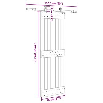 Schuifdeur met beslag 70x210 cm massief grenenhout 8