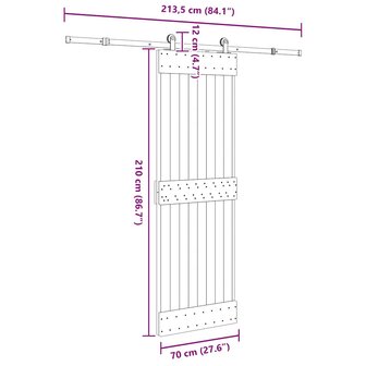Schuifdeur met beslag 70x210 cm massief grenenhout 8