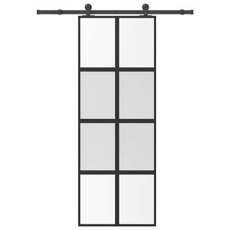 Schuifdeur met beslag 76x205 cm gehard glas en aluminium 1