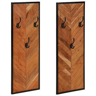 Kapstokken 2 st 35x1x90 cm massief acaciahout 1
