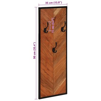 Kapstokken 2 st 35x1x90 cm massief acaciahout 9