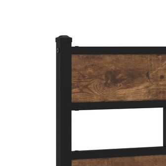 Hoofdbord 160 cm ijzer en bewerkt hout gerookt eikenkleurig 5