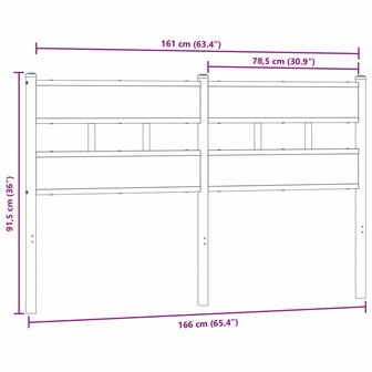 Hoofdbord 160 cm ijzer en bewerkt hout gerookt eikenkleurig 6