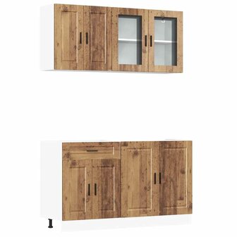 4-delige Keukenkastenset Porto bewerkt hout oud houtkleurig 2