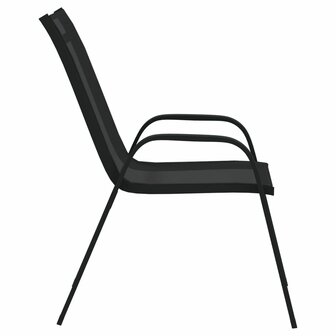 Tuinstoelen stapelbaar 2 st textileen stof zwart 4