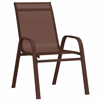 Tuinstoelen stapelbaar 2 st textileen stof bruin 3