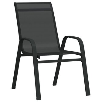 Tuinstoelen stapelbaar 4 st textileen stof zwart 2
