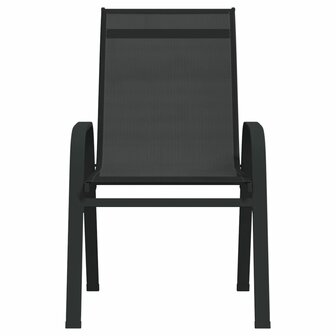 Tuinstoelen stapelbaar 4 st textileen stof zwart 3