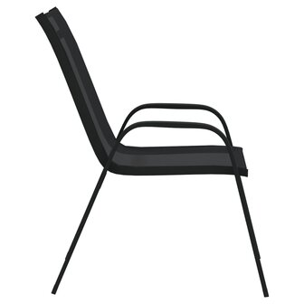 Tuinstoelen stapelbaar 4 st textileen stof zwart 4