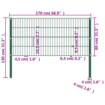 Schuttingpaneel met palen 1,7x0,8 m ijzer groen 4