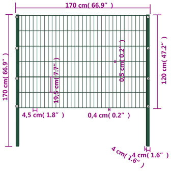 Schuttingpaneel met palen 1,7x1,2 m ijzer groen 4