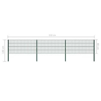Schuttingpaneel met palen 5,1x0,8 m ijzer groen 5