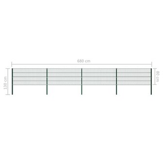 Schuttingpaneel met palen 6,8x0,8 m ijzer groen 5