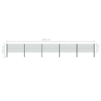 Schuttingpaneel met palen 8,5x0,8 m ijzer groen 5