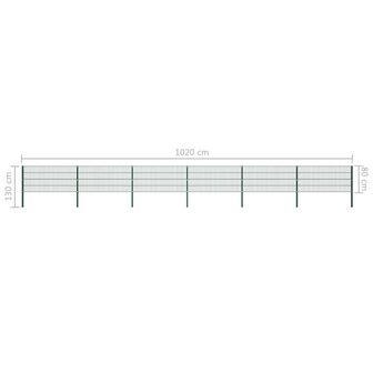 Schuttingpaneel met palen 10,2x0,8 m ijzer groen 5