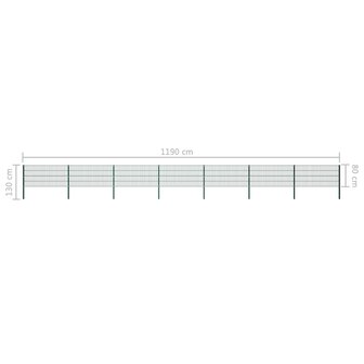 Schuttingpaneel met palen 11,9x0,8 m ijzer groen 5
