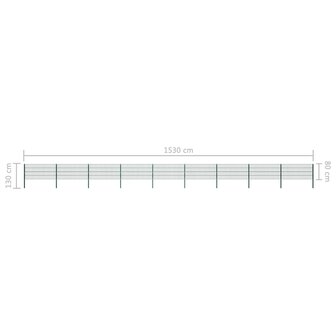 Schuttingpaneel met palen 15,3x0,8 m ijzer groen 5