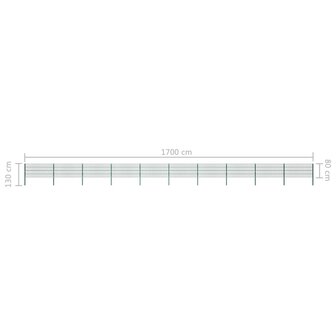 Schuttingpaneel met palen 17x0,8 m ijzer groen 5
