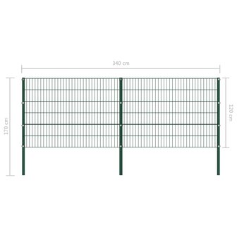 Schuttingpaneel met palen 3,4x1,2 m ijzer groen 5