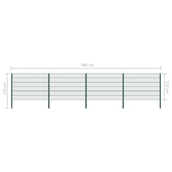 Schuttingpaneel met palen 6,8x1,2 m ijzer groen 5