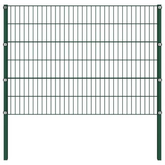 Schuttingpaneel met palen 10,2x1,2 m ijzer groen 2
