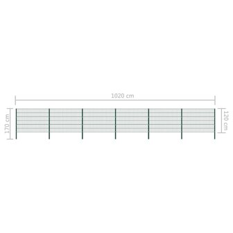 Schuttingpaneel met palen 10,2x1,2 m ijzer groen 5