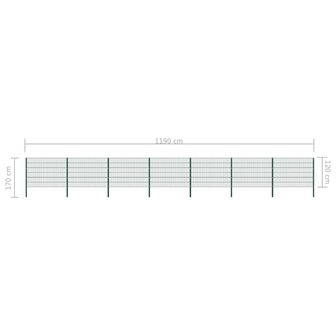 Schuttingpaneel met palen 11,9x1,2 m ijzer groen 5