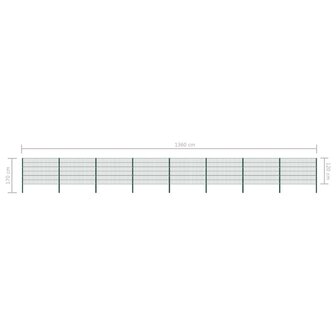 Schuttingpaneel met palen 13,6x1,2 m ijzer groen 5