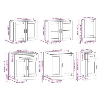 7-delige Keukenkastenset Porto bewerkt hout oud houtkleurig 9