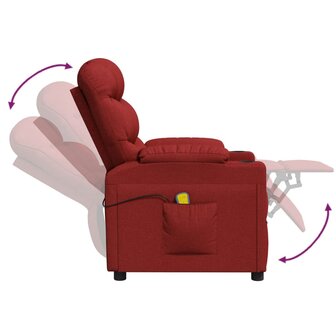 Massagestoel elektrisch stof wijnrood 6
