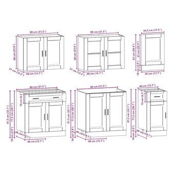 7-delige Keukenkastenset Kalmar bewerkt hout grijs sonoma eiken 9
