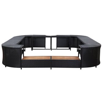 Spa-ombouw vierkant 268x268x55 cm poly rattan zwart 2
