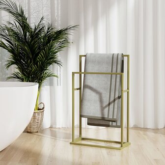 Handdoekenrek vrijstaand 48x24x78,5 cm ijzer goudkleurig 1