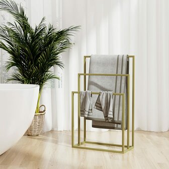 Handdoekenrek vrijstaand 48x24x79 cm ijzer goudkleurig 1
