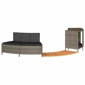 Hottub-ombouw poly rattan massief acaciahout grijs 2