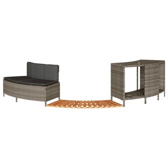 Hottub-ombouw poly rattan massief acaciahout grijs 4